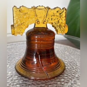 Moser Amber Glass Liberty Bell Paperweight made in 1976 EUC